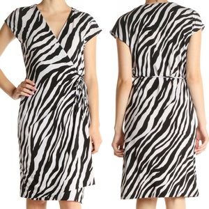 . Michael Kors Black & White Zebra Wrap Tie Dress